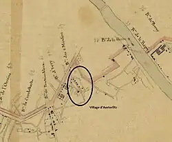 Village d'Austerlitz et mur des Fermiers généraux vers 1800.