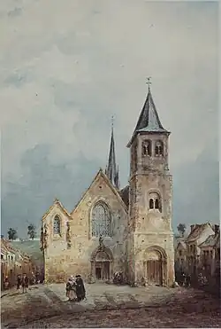 Aquarelle de l'église st Hilaire, 1846.