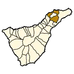 Localisation de San Cristóbal de La Laguna dans l'île de Tenerife.