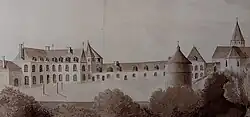 Lavis représentant l'ancien château avant sa démolition.