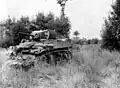 Les char trouant le bocage pour les troupes (guerre des Haies, Archives B.N)