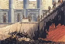 Scénographie, test du feu et de l'eau, par Karl Friedrich Schinkel, 1817.
