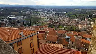 La ville-basse et la plaine de la Limagne vues depuis le clocher de l'église.