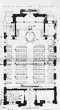 Plan architectural du rez-de-chaussée de la synagogue.