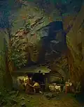 Peter Baumgartner&nbsp;(de), Hufschmied in den Bayrischen Alpen, 1869