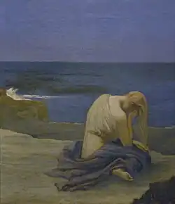 Femme pleurant à la fin du jour, Henry Daras, vers 1918.