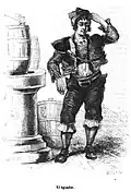 'Porteur d'eau en tonneau' Dessin attribué à Leonardo Alenza dans Los Españoles pintados por sí mismos (1843-4)