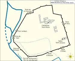 Plan de Lisieux au Moyen Âge