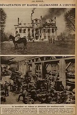 Enlèvements par les allemands des machines-outils dans le hall de la verrerie. Journal Le Miroir du 15 décembre 1918.