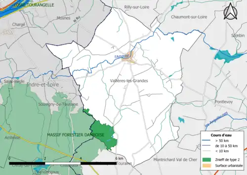 Le « Massif forestier d'Amboise », une ZNIEFF de type 2[Note 4], couvre une frange sud-ouest de la commune.