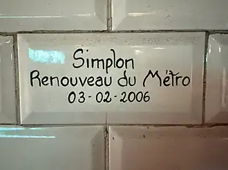 Carreau en souvenir de l'opération « Renouveau du métro ».