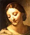 La Tête de la Vierge, 1re moitié de XVIIe&nbsp;siècle, huile sur toile, 44,5&nbsp;×&nbsp;38&nbsp;cm, musée national de Varsovie.