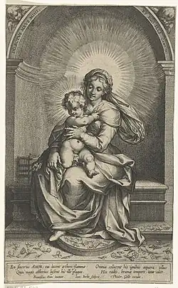 5 : Vierge en majesté avec Jésus et un oiseau d'après Frans Francken II.