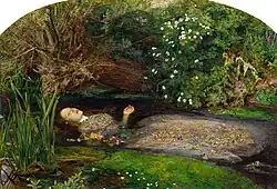 Tableau de Millais représentant Ophélie se noyant
