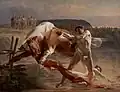 Ian Ousmochvets arrêtant un taureau, par Evgraf Sorokine (1849).