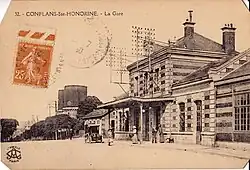 Bâtiment d'origine de la gare, dans les années 1920