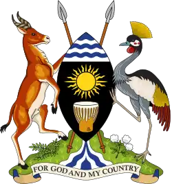 Blason représentant une antilope et une grue de part et d'autres d'un bouclier