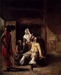 Deux Soldats et une Servante avec un trompettiste.