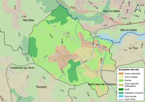 Carte en couleurs présentant l'occupation des sols.