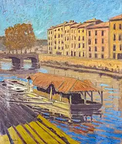 Bateau-lavoir sur les bords de la Nive à Bayonne