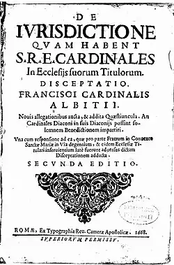 De iurisdictione quam habent cardinales in ecclesiis suorum titulorum, 1668