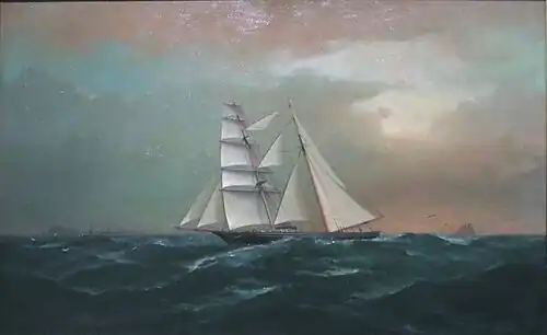 Le brigantin William G. Irwin au large de l'île d'Oahu (1876).