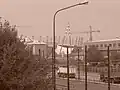 Le stade vu de loin depuis le Corso Molise à Turin.