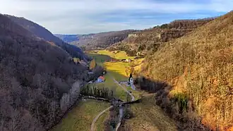 La vallée de la Brême au niveau de Bonnevaux-du-Bas.