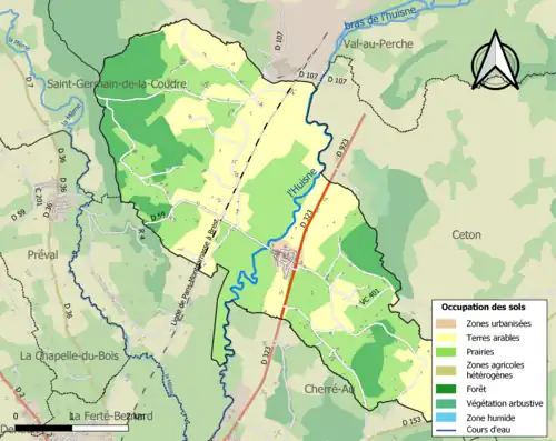 Carte en couleurs présentant l'occupation des sols.
