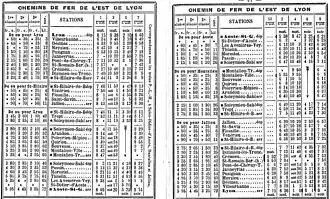 Horaires de l'Est lyonnais pour l'été 1906.