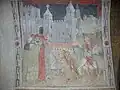 Fresque du XVe&nbsp;siècle de la collégiale Saint-Barnard de Romans-sur-Isère représentant la plus ancienne vue du palais des papes.