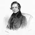 Portrait gravé en noir et blanc de Schumann.