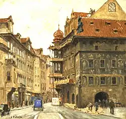 Dům U Minuty, peinture de Václav Příhoda.