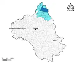 Argences en Aubrac dans le canton d'Aubrac et Carladez, l'intercommunalité en 2020[Note 4].