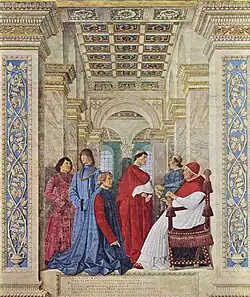 Le Pape Sixte IV nommant l'humaniste Platina conservateur de la Bibliothèque du Vatican (v.&nbsp;1480).