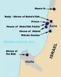 Plan des lieux saints bahá’ís de Acre-Haïfa.