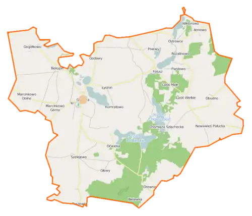 Localisation du village au sein de la gmina Gąsawa.