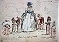Croquis original d'Ivan Vsevolojski des costumes de La Mère Gigogne de l'acte II