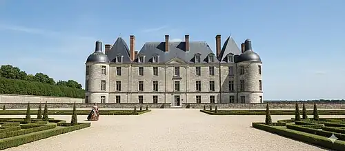 Schéma restituant la vue sur le château de Fay-lès-Nemours, depuis le jardin, au XVIIe&nbsp;siècle