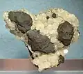 Bornite incrustée dans du quartz, de la mine Leonard, à Butte, États-Unis.