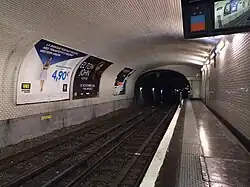 La station Commerce aux quais décalés.