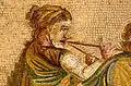 Femme jouant de l'aulos, mosaïque de la villa de Ciceron à Pompéi.