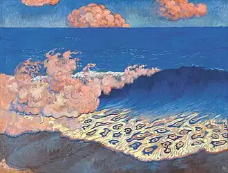 Georges Lacombe, Marine bleue, Effet de vague, vers 1893, peinture à l'œuf sur toile.