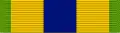 Width-44 golden yellow ribbon with width-4 emerald green stripes at the edges and a central width-12 ultramarine blue stripe