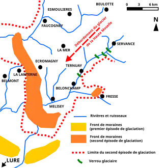 Plan de situation des glaciations et de leurs vestiges