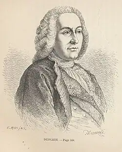Dessin du buste de trois quarts d'un homme d'âge moyen portant perruque.