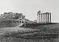 Colonnes du temple de Zeus olympien à Athènes, gravure d'Appert d'après un daguerréotype de Pierre-Gustave-Joly, 1839.
