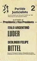 Bulletin de vote argentin de 1983