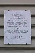 Plaque commémorative en marbre indiquant la naissance de Collins.