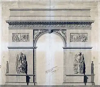 Projet de Chalgrin pour l'arc de triomphe de l'Étoile, vers 1806.